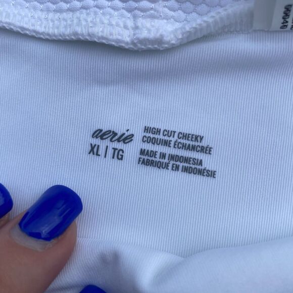 NWT Aerie high cut cheeky white XLribbed texture bikini bottoms swim bathingsuit - Picture 4 of 8